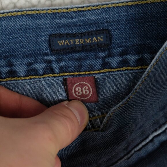 Agave Jeans Mens 36x32 Blue Waterman Straight Leg Medium Wash Denim USA Made - Picture 11 of 14